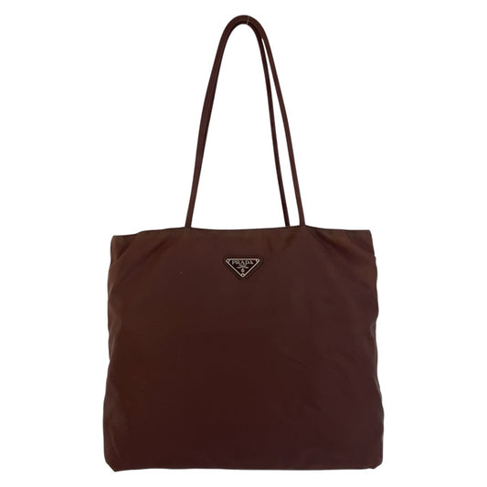 15750
PRADA プラダ テスート 三角ロゴプレート ブラウン シルバー金具 ナイロン トートバッグ ショルダーバッグ  レディース