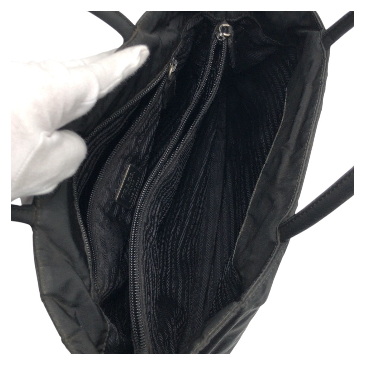 15751
PRADA プラダ テスート 三角ロゴ ブラック 黒 ナイロン トートバッグ ハンドバッグ レディース ABP