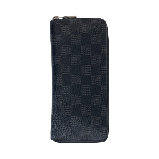 15754
 LOUIS VUITTON Damier Graphite Zippy Wallet Vertical Black Silver Hardware PVC N63095 Long Wallet Round Zipper Men's