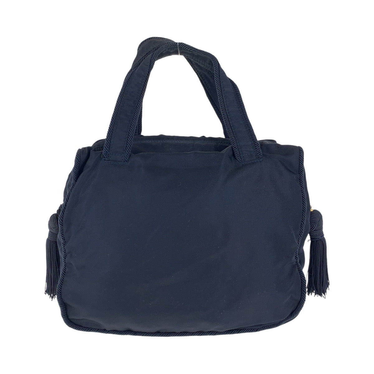 15760
PRADA プラダ テスート ビジュー フリンジ ネイビー ゴールド金具 ナイロン トートバッグ ハンドバッグ  レディース ABP29