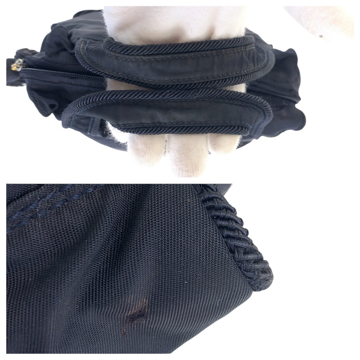 15760
PRADA プラダ テスート ビジュー フリンジ ネイビー ゴールド金具 ナイロン トートバッグ ハンドバッグ  レディース ABP29