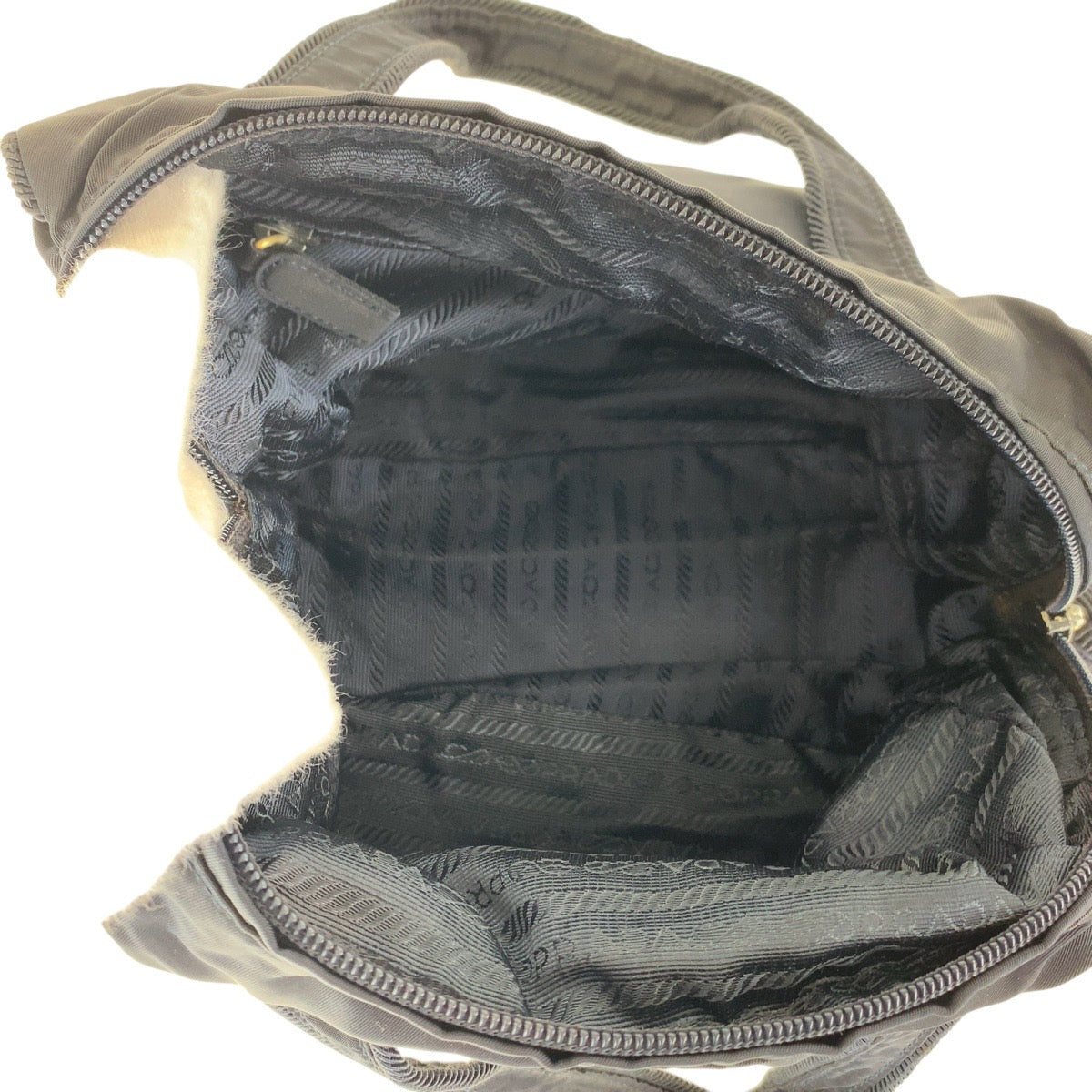 15760
PRADA プラダ テスート ビジュー フリンジ ネイビー ゴールド金具 ナイロン トートバッグ ハンドバッグ  レディース ABP29