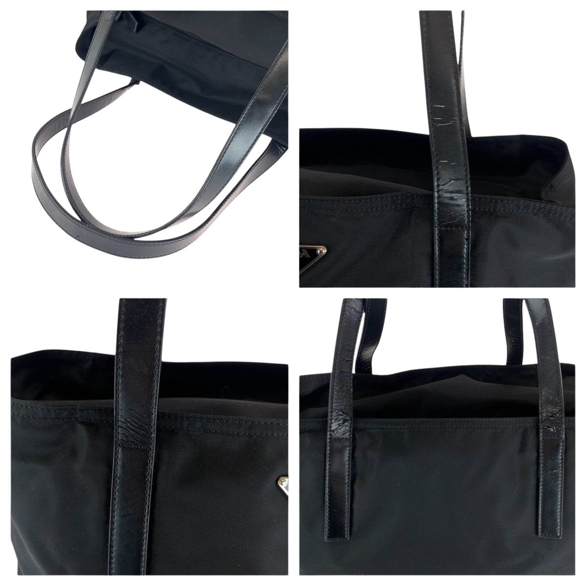 15768
PRADA プラダ テスート 三角ロゴプレート ブラック 黒 シルバー金具 ナイロン トートバッグ ショルダーバッグ  レディース AB32