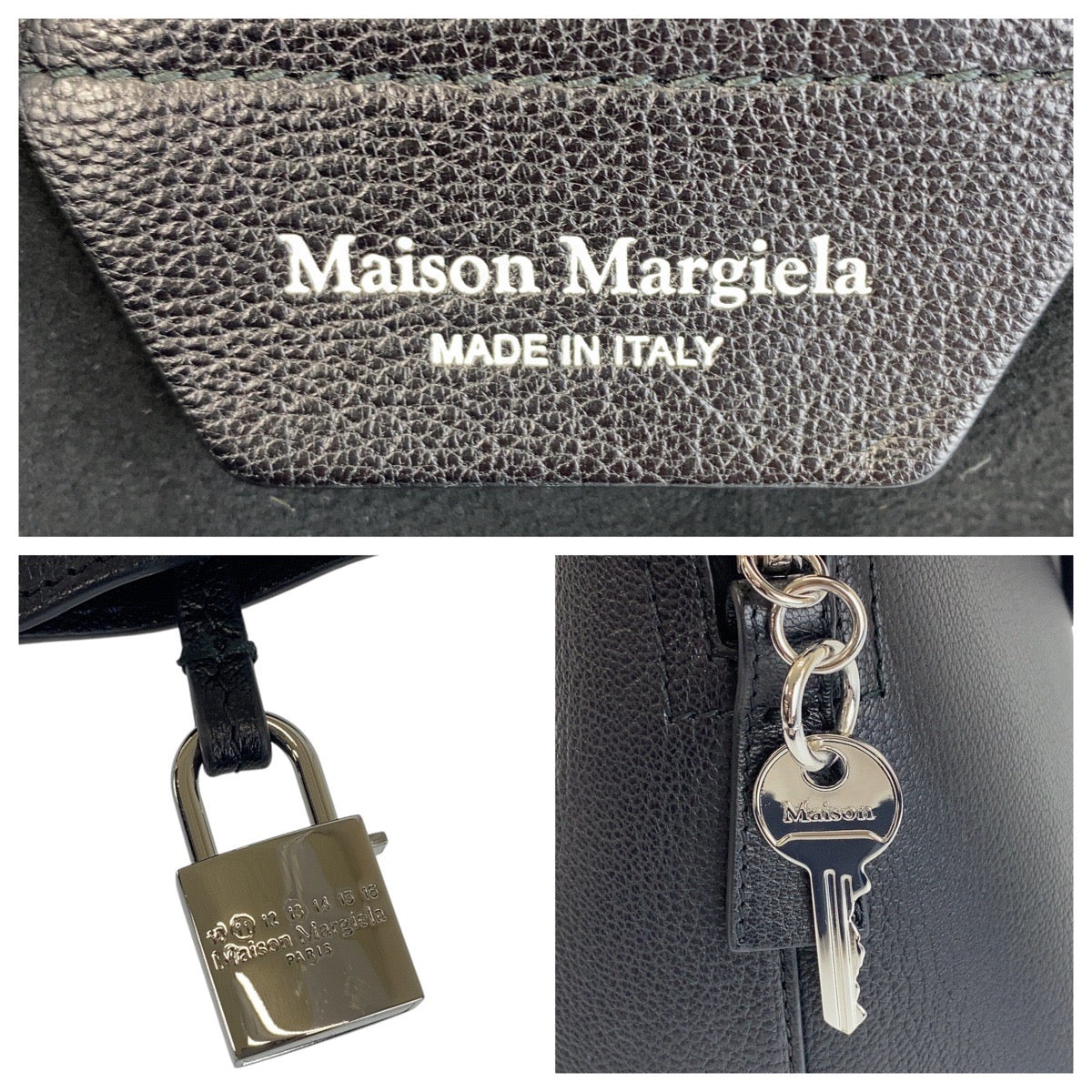 15769
Maison Margiela メゾン マルジェラ 5AC ブラック 黒 シルバー金具 レザー ハンドバッグ ショルダーバッグ 2way  メンズ A160