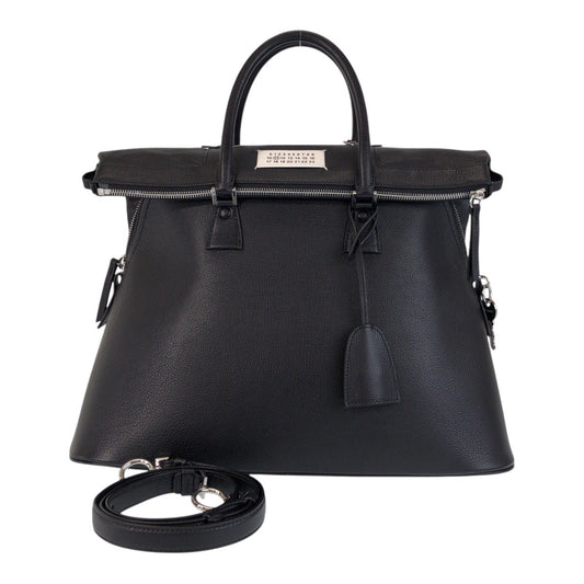 15769
Maison Margiela メゾン マルジェラ 5AC ブラック 黒 シルバー金具 レザー ハンドバッグ ショルダーバッグ 2way  メンズ A160