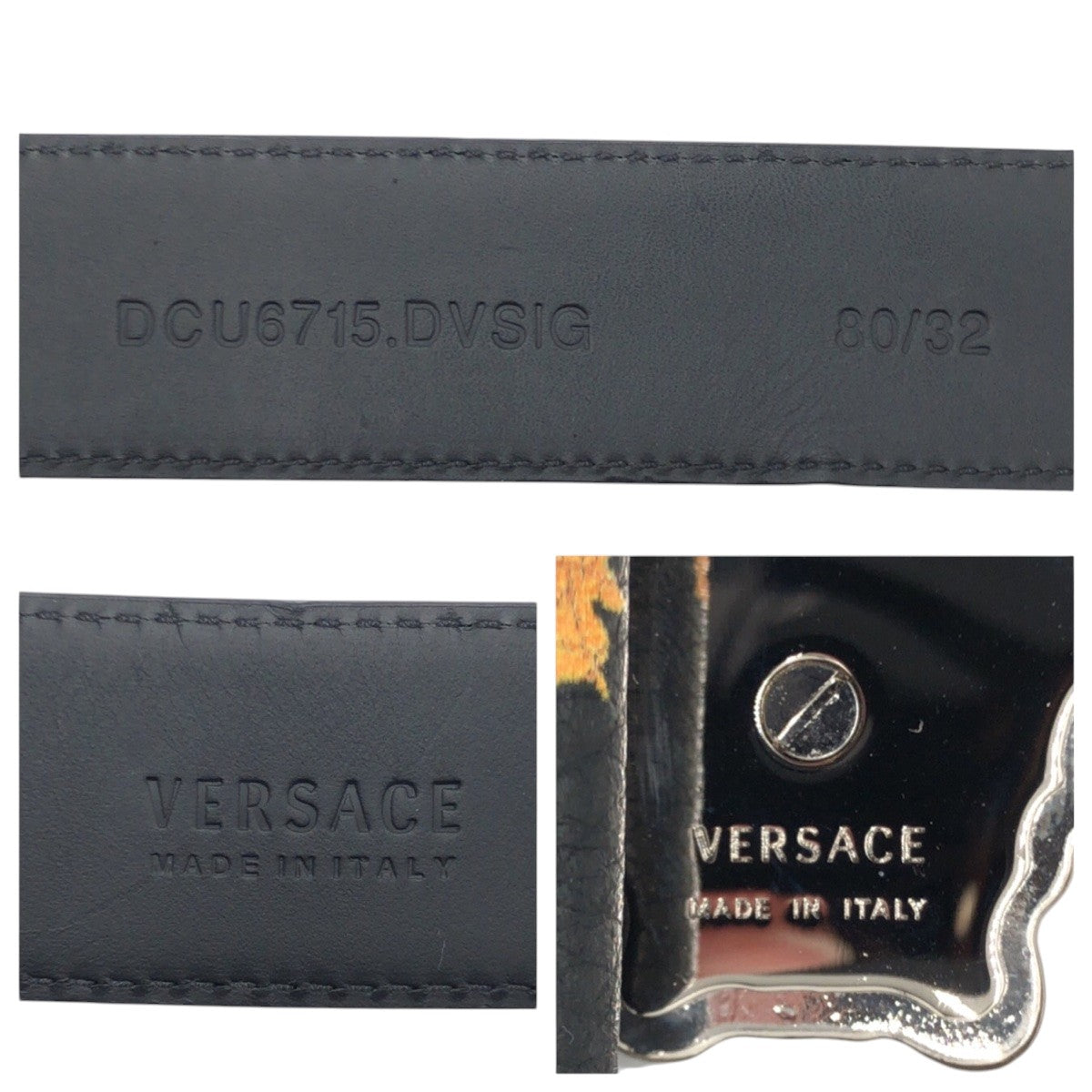 15773
VERSACE ヴェルサーチ メデューサ ブラック 黒 マルチカラー シルバー レザー / メタル DCU6715 DVSIG ベルト 男女兼用  レディース