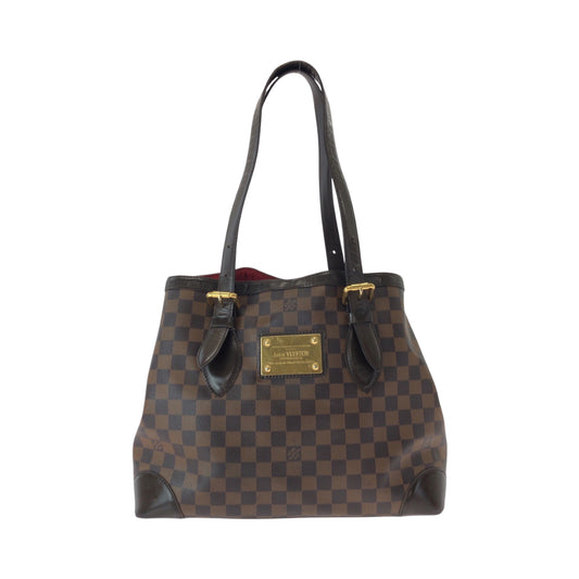 15776
 LOUIS VUITTON Damier Ebene Hampstead MM Brown Gold Hardware PVC N51204 Tote Bag Shoulder Bag Women's