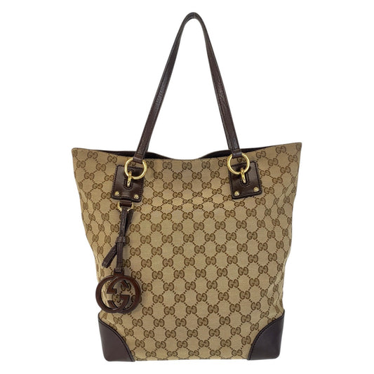 15777
GUCCI グッチ ベージュ ブラウン ゴールド金具 GGキャンバス / レザー 247237 トートバッグ ショルダーバッグ  レディース