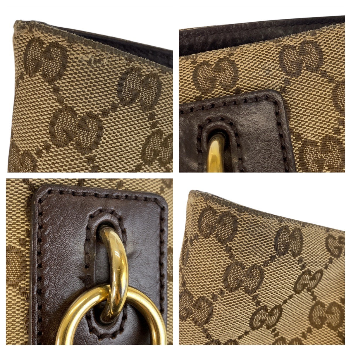 15777
GUCCI グッチ ベージュ ブラウン ゴールド金具 GGキャンバス / レザー 247237 トートバッグ ショルダーバッグ  レディース