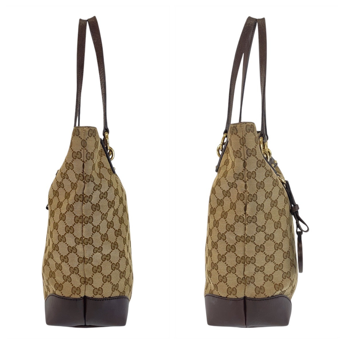 15777
GUCCI グッチ ベージュ ブラウン ゴールド金具 GGキャンバス / レザー 247237 トートバッグ ショルダーバッグ  レディース