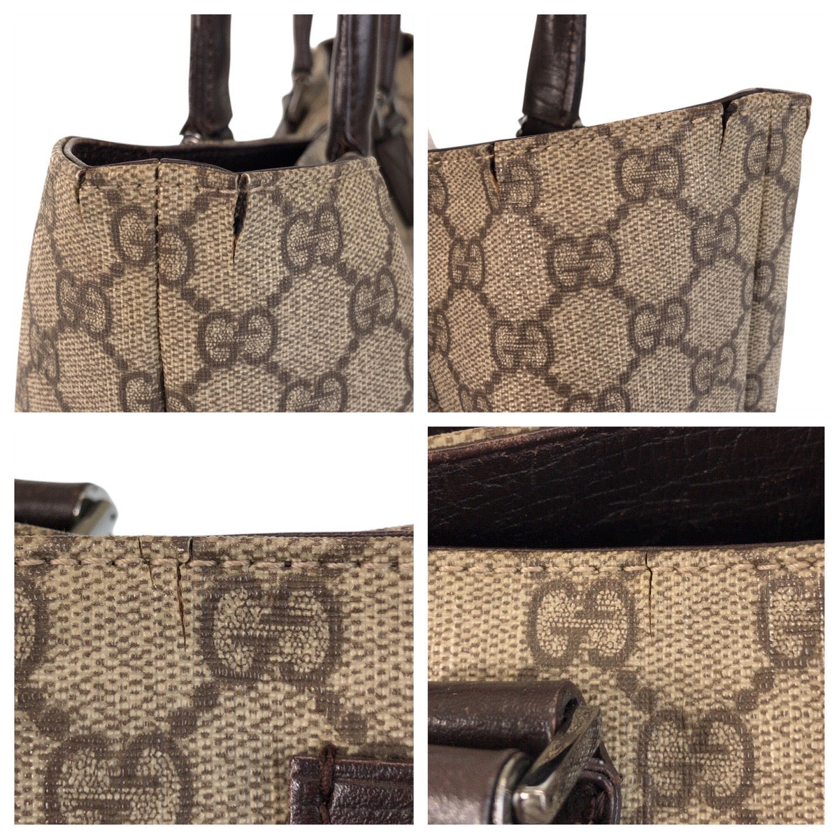 15779
GUCCI グッチ ベージュ ブラウン GGスプリームキャンバス / レザー 131220 トートバッグ ショルダーバッグ  レディース AB27