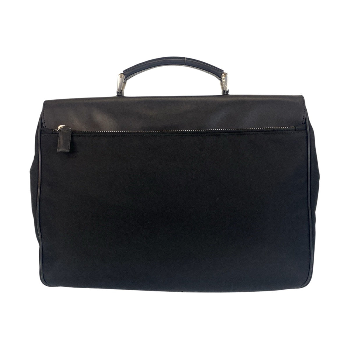 15781
 PRADA Prada Tessuto Black Silver Hardware Nylon/Leather Business Bag Briefcase Men's