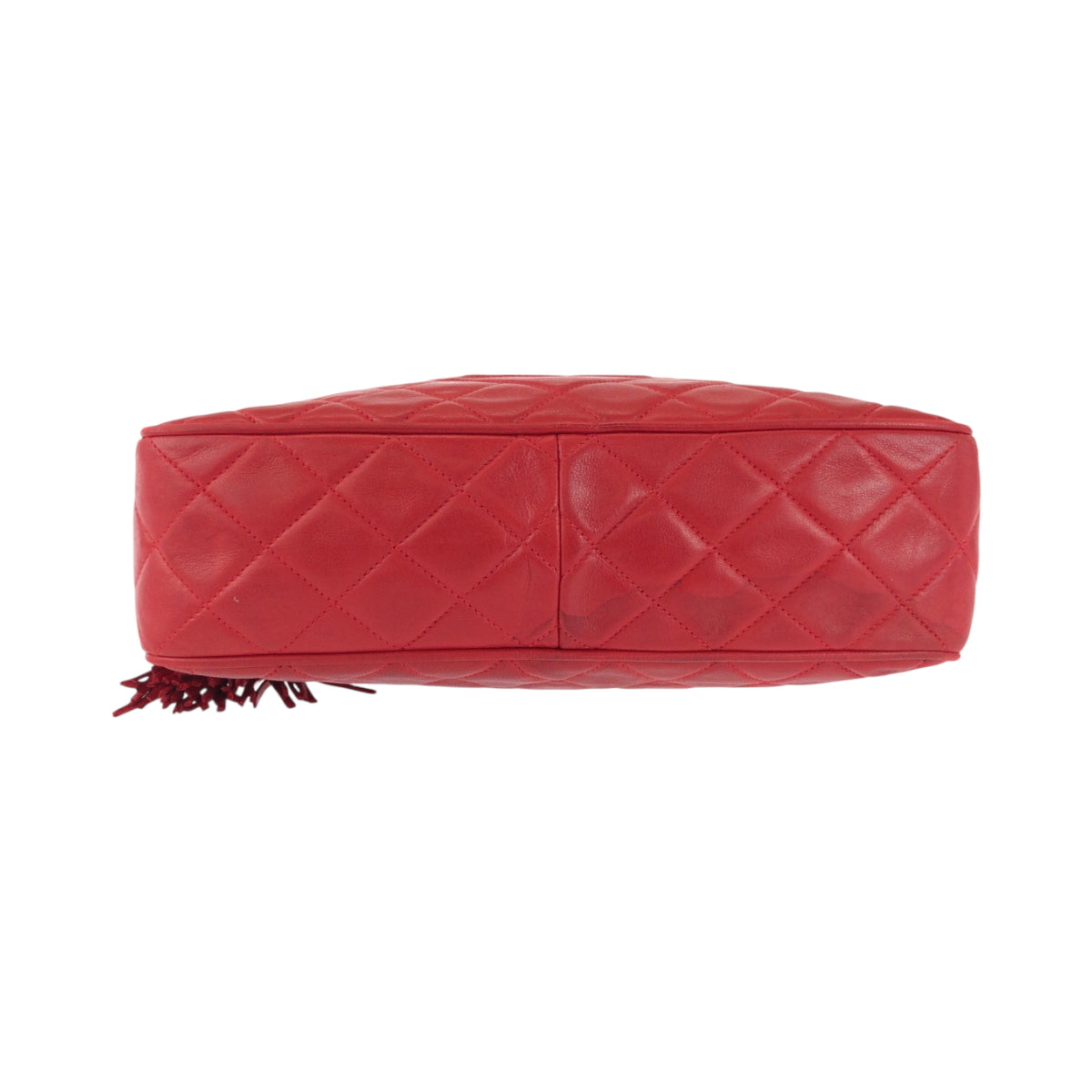 15782
CHANEL シャネル ヴィンテージ マトラッセ ココマーク タッセル フリンジ レッド ゴールド金具 ラムスキン ショルダーバッグ ポシェット  レディース AB82