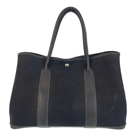 15783
HERMES エルメス ガーデンパーティPM ブラック 黒 シルバー金具 キャンバス / レザー トートバッグ ショルダーバッグ  レディース AB64