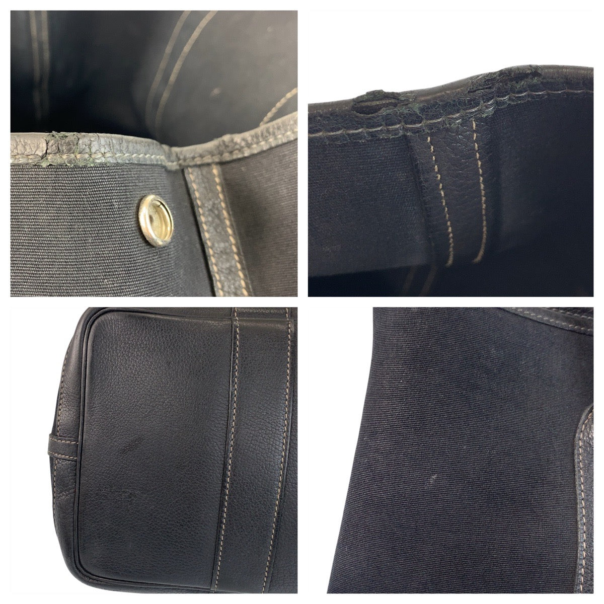 15783
HERMES エルメス ガーデンパーティPM ブラック 黒 シルバー金具 キャンバス / レザー トートバッグ ショルダーバッグ  レディース AB64