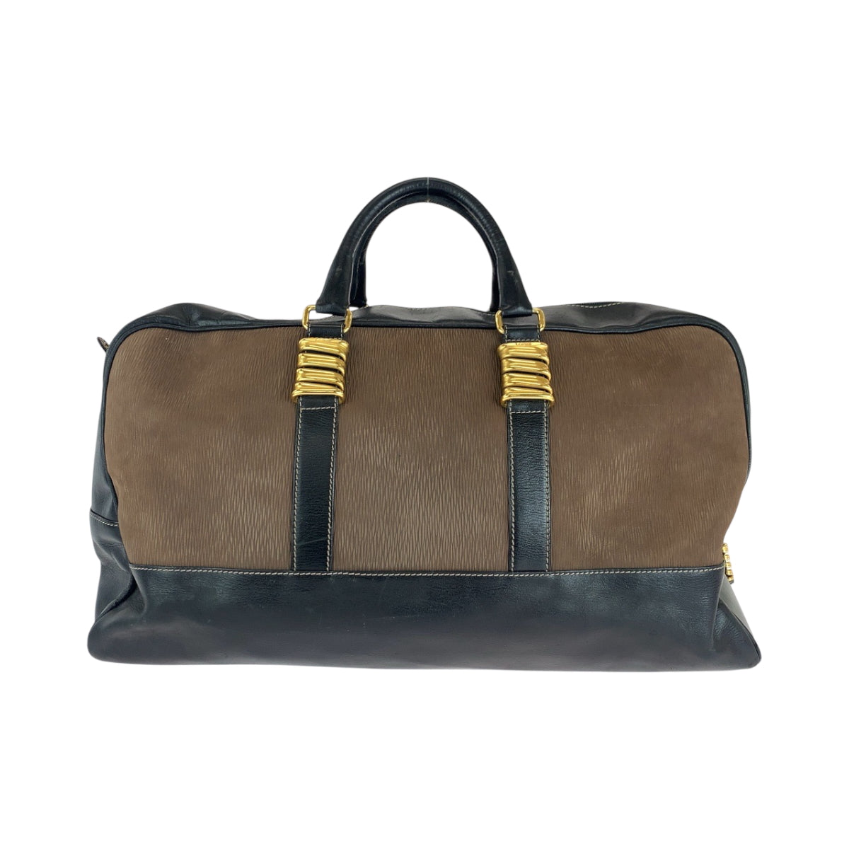 15786
LOEWE ロエベ ヴィンテージ ベラスケス ブラウン ブラック ゴールド金具 スウェード ボストンバッグ ハンドバッグ  レディース