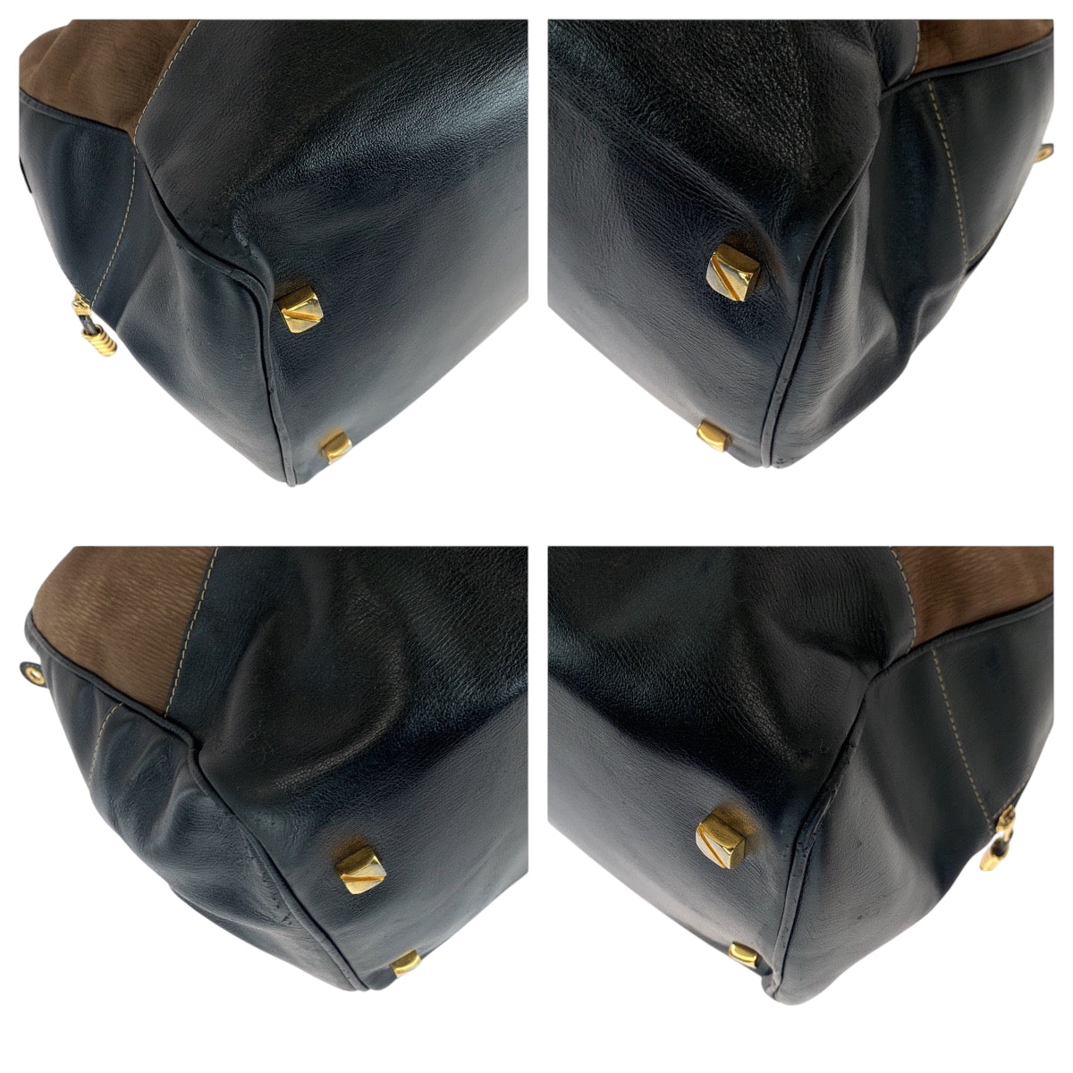 15786
LOEWE ロエベ ヴィンテージ ベラスケス ブラウン ブラック ゴールド金具 スウェード ボストンバッグ ハンドバッグ  レディース