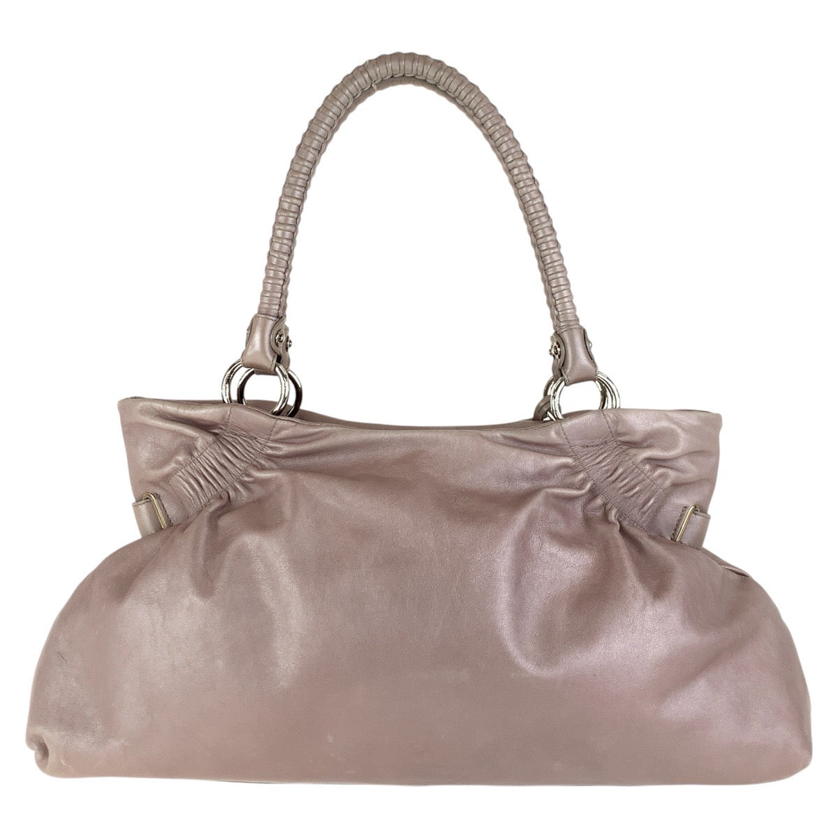 15788
 Salvatore Ferragamo Gancini Pink Silver Hardware Leather Tote Bag Shoulder Bag for Women