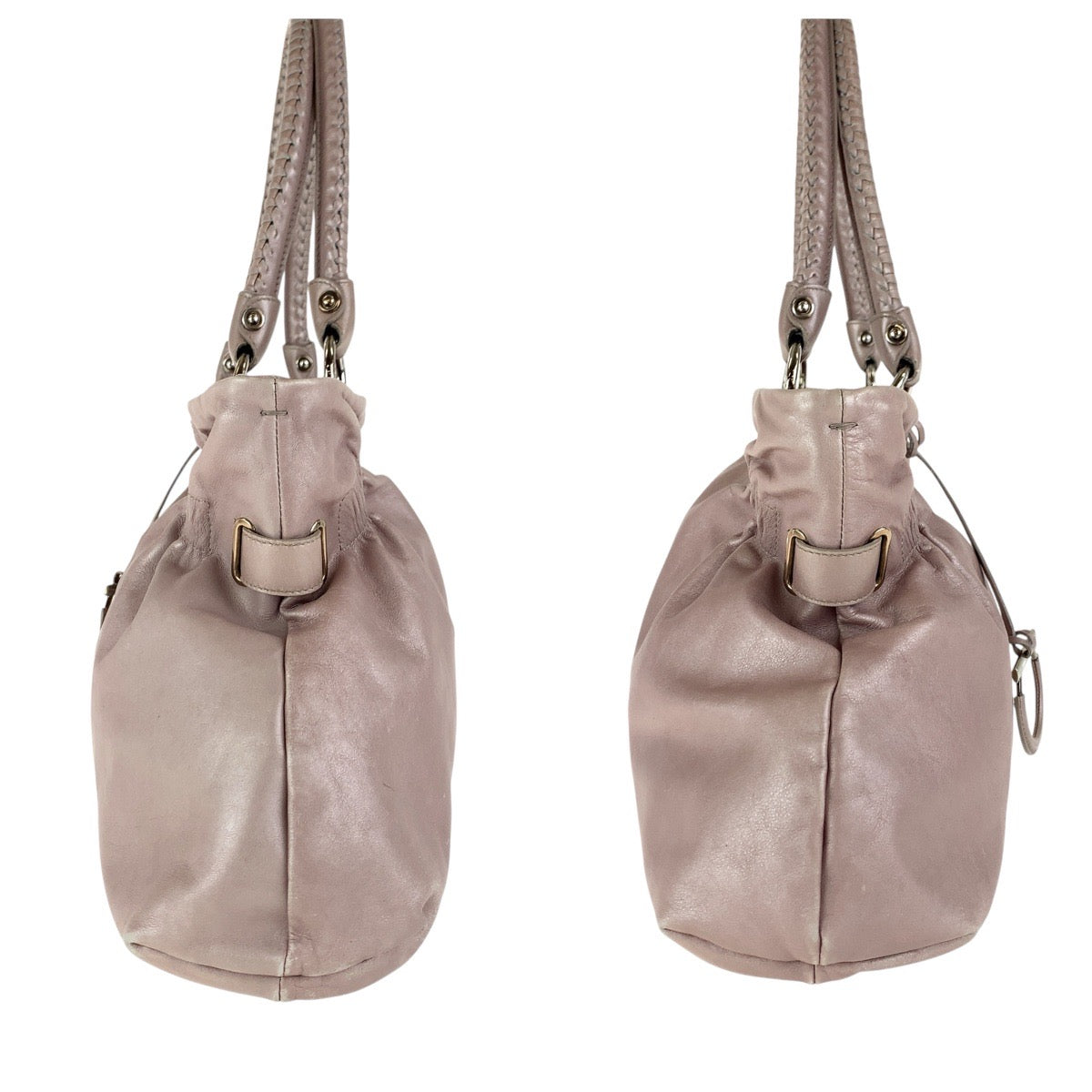 15788
 Salvatore Ferragamo Gancini Pink Silver Hardware Leather Tote Bag Shoulder Bag for Women