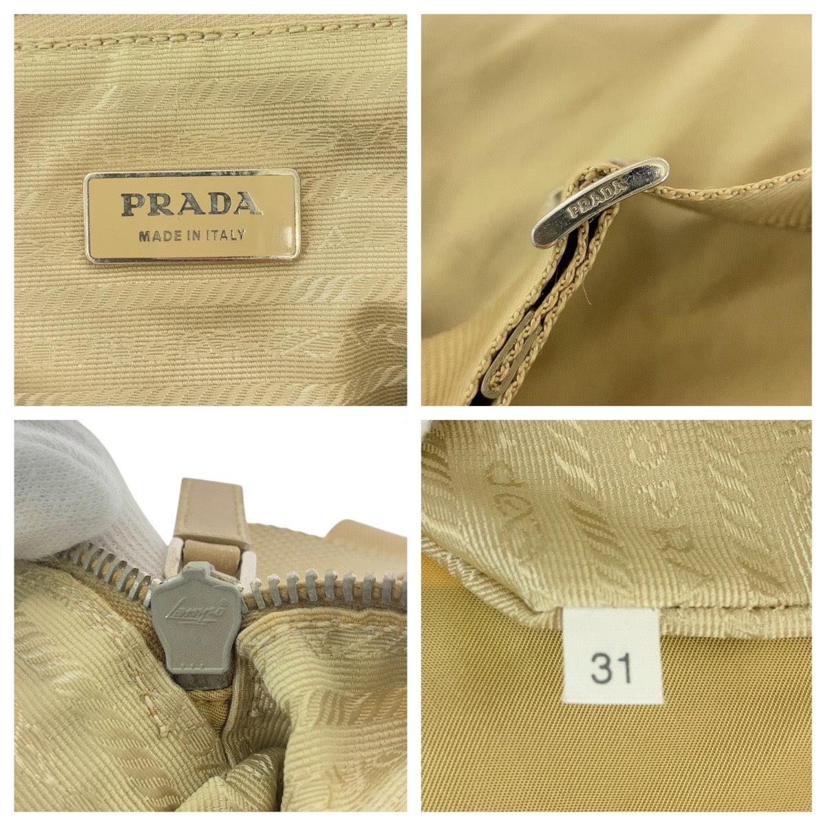 15789
PRADA プラダ テスート 三角ロゴプレート ベージュ ブラウン 茶 シルバー金具 ナイロン / レザー ショルダーバッグ メッセンジャーバッグ  レディース