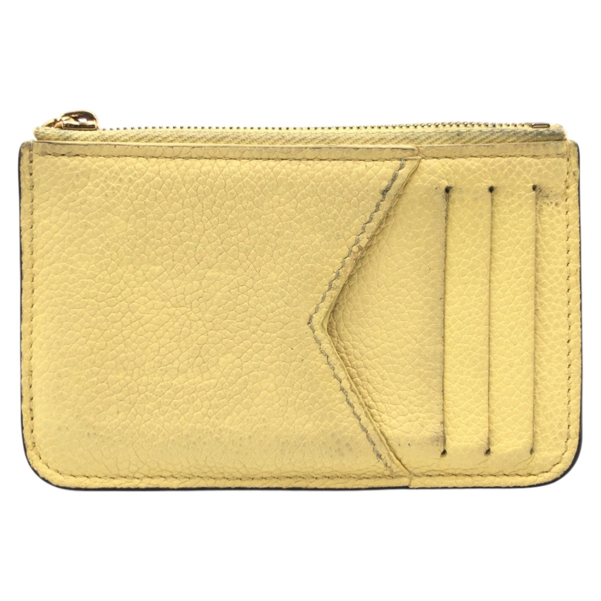 15792
 LOUIS VUITTON Louis Vuitton Monogram Porte Carte Romy Jaune Yellow Leather M82044 Coin Case Purse for Women