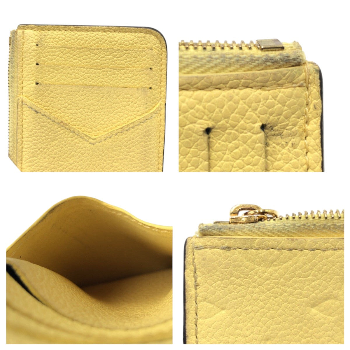 15792
 LOUIS VUITTON Louis Vuitton Monogram Porte Carte Romy Jaune Yellow Leather M82044 Coin Case Purse for Women