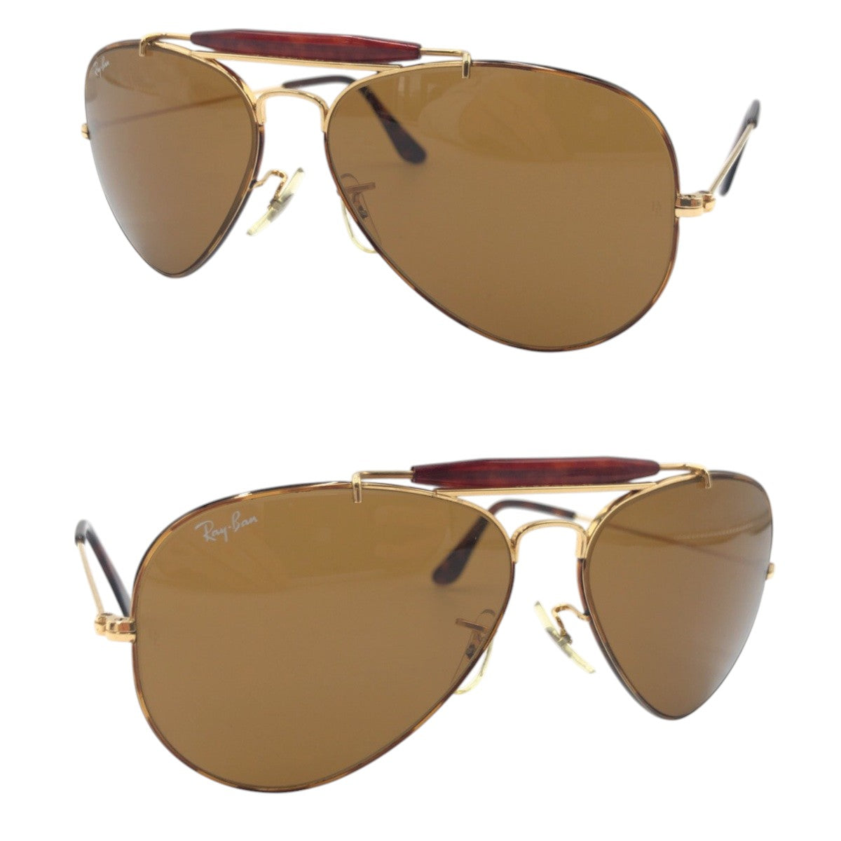 15795
 Ray-Ban Vintage B&amp;L Aviator Gold Brown Metal Sunglasses Unisex Teardrop Men's