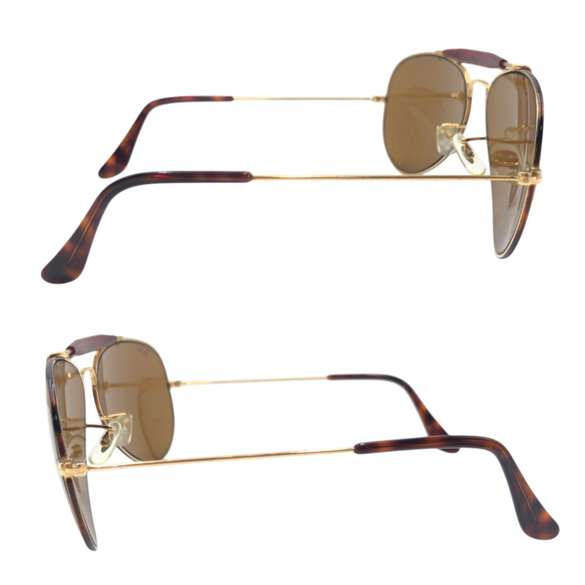 15795
 Ray-Ban Vintage B&amp;L Aviator Gold Brown Metal Sunglasses Unisex Teardrop Men's