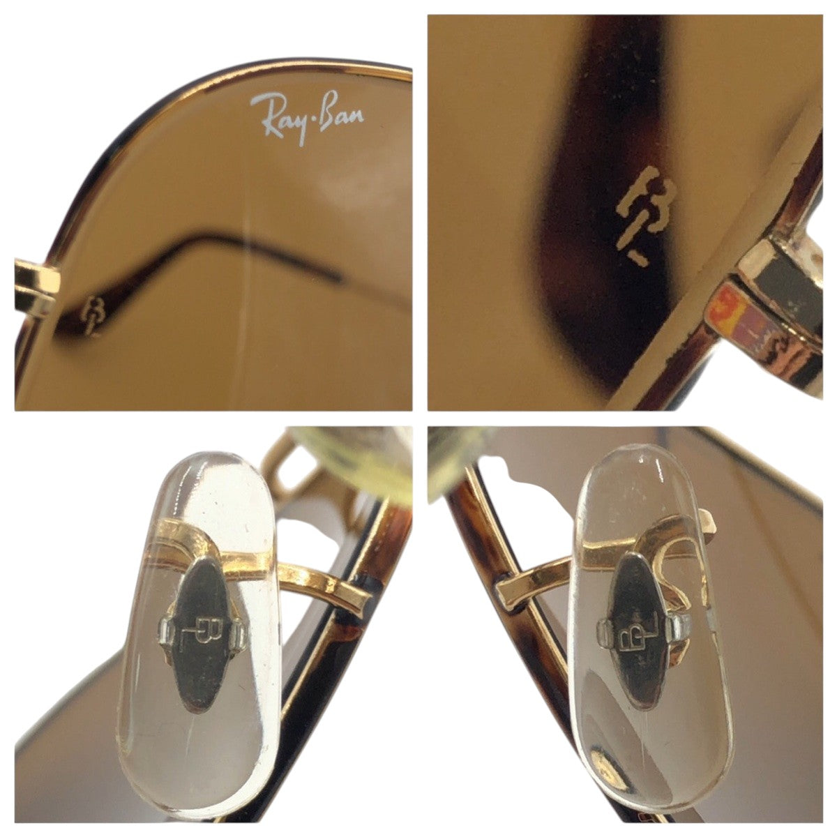 15795
 Ray-Ban Vintage B&amp;L Aviator Gold Brown Metal Sunglasses Unisex Teardrop Men's