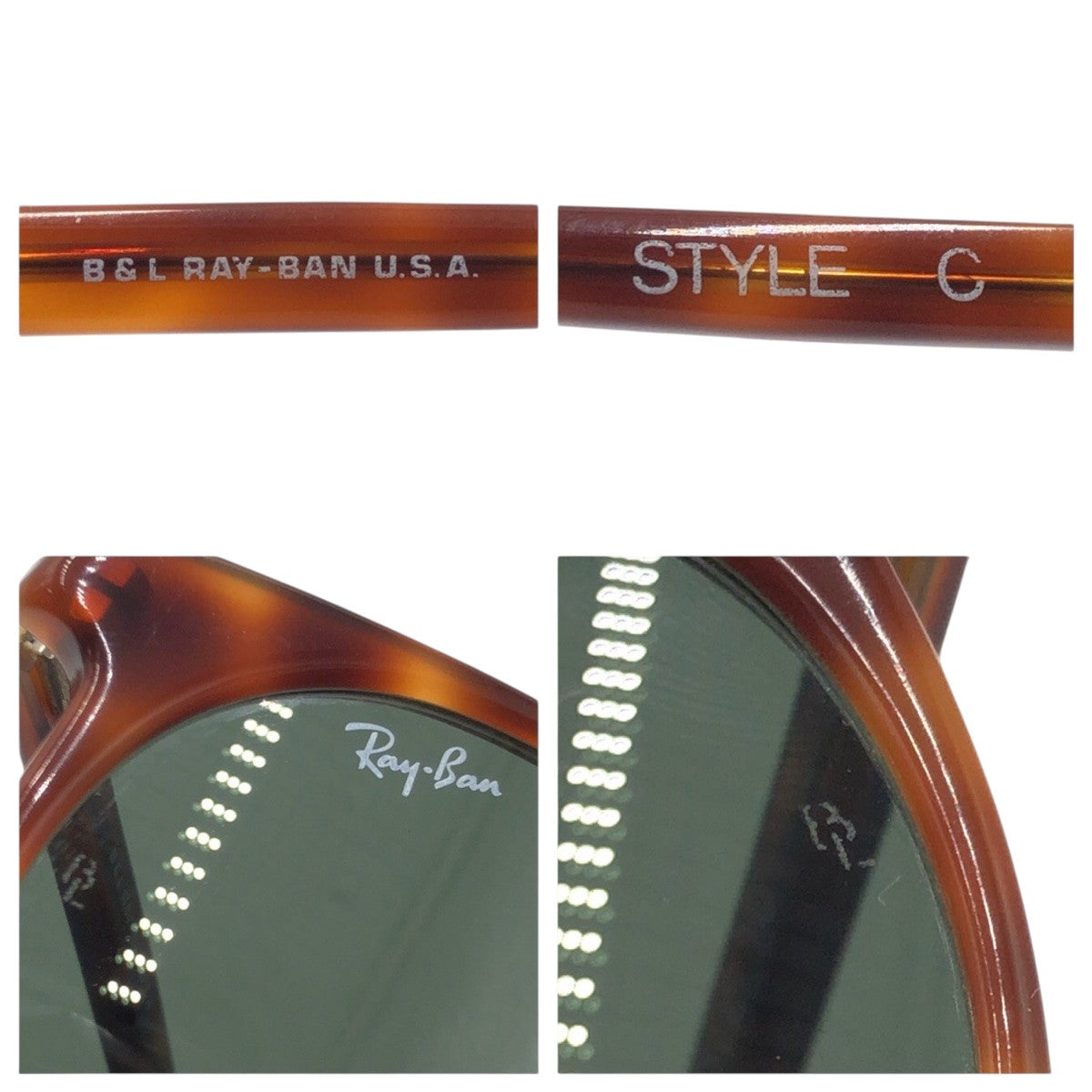 15803
Ray-Ban レイバン ヴィンテージ B&L ボシュロム STYLE C ブラウン プラスチック サングラス 男女兼用 ウェリントン  メンズ