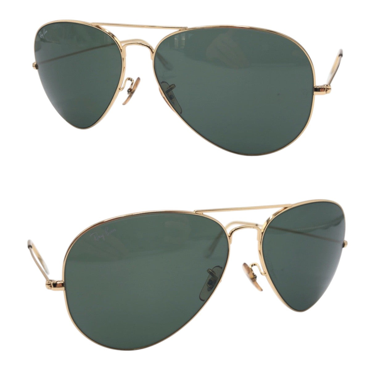 15805
 Ray-Ban Aviator Gold Green Metal RB3026 L2846 Sunglasses Teardrop Men's