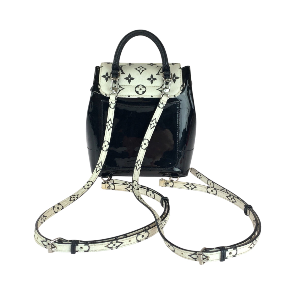 15821
LOUIS VUITTON ルイヴィトン ヴェルニ モノグラム ホットスプリングス ブラック ホワイト ヴェルニ M53637 リュックサック バックパック  レディース AB100