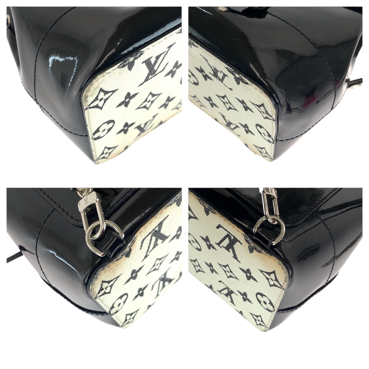15821
LOUIS VUITTON ルイヴィトン ヴェルニ モノグラム ホットスプリングス ブラック ホワイト ヴェルニ M53637 リュックサック バックパック  レディース AB100
