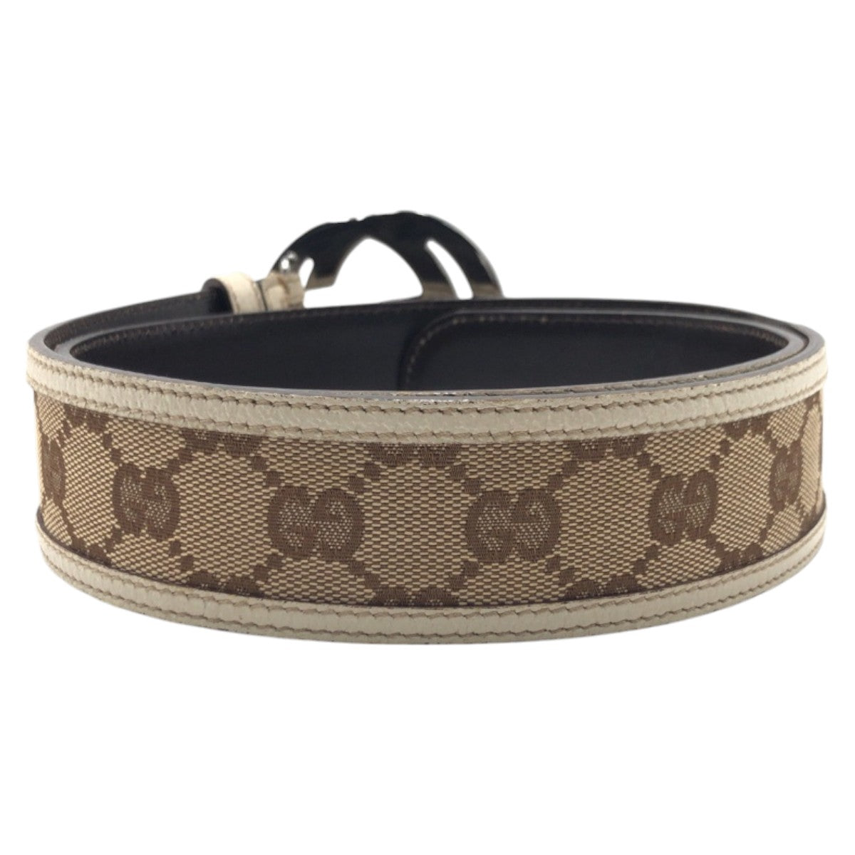 15823
GUCCI グッチ GG柄 ブラウン シルバー GGキャンバス / メタル 114876 493949 80 32 ベルト 男女兼用  レディース