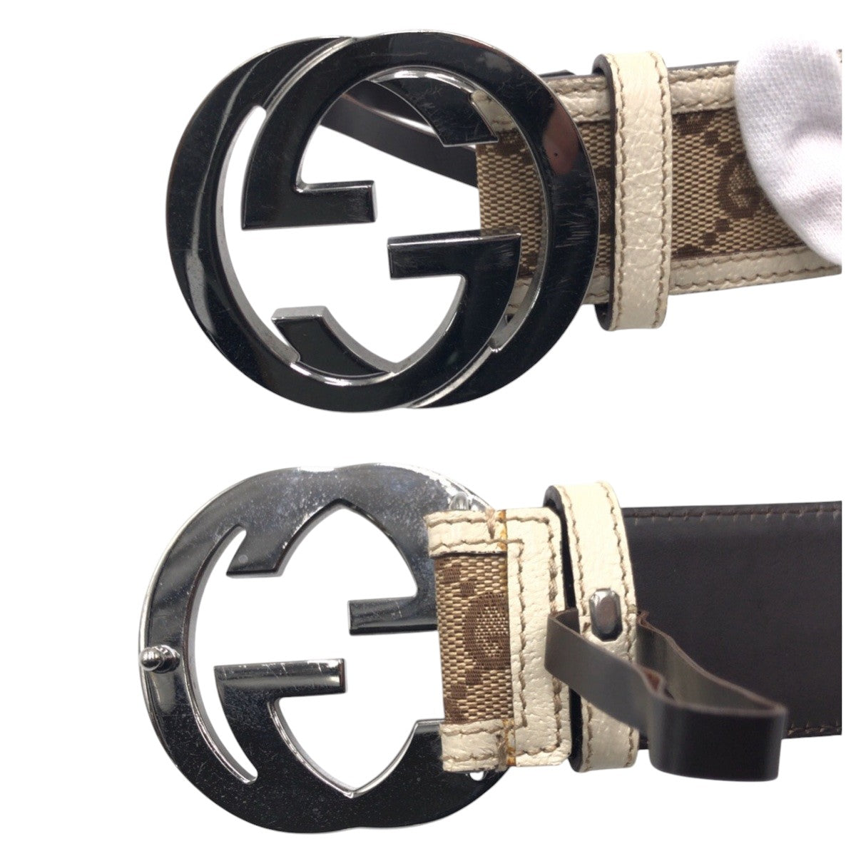 15823
GUCCI グッチ GG柄 ブラウン シルバー GGキャンバス / メタル 114876 493949 80 32 ベルト 男女兼用  レディース