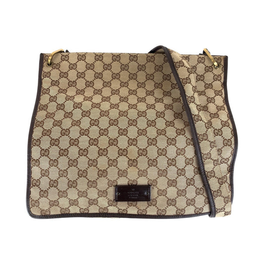 15824
GUCCI グッチ ブラウン ゴールド金具 GGキャンバス 90656 ショルダーバッグ  レディース