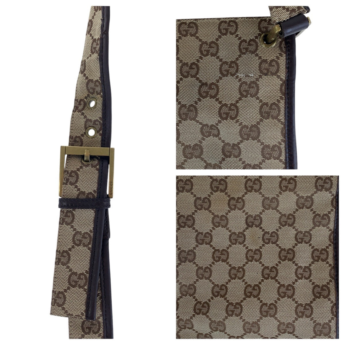 15824
GUCCI グッチ ブラウン ゴールド金具 GGキャンバス 90656 ショルダーバッグ  レディース
