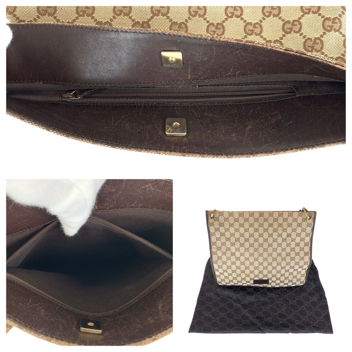 15824
GUCCI グッチ ブラウン ゴールド金具 GGキャンバス 90656 ショルダーバッグ  レディース