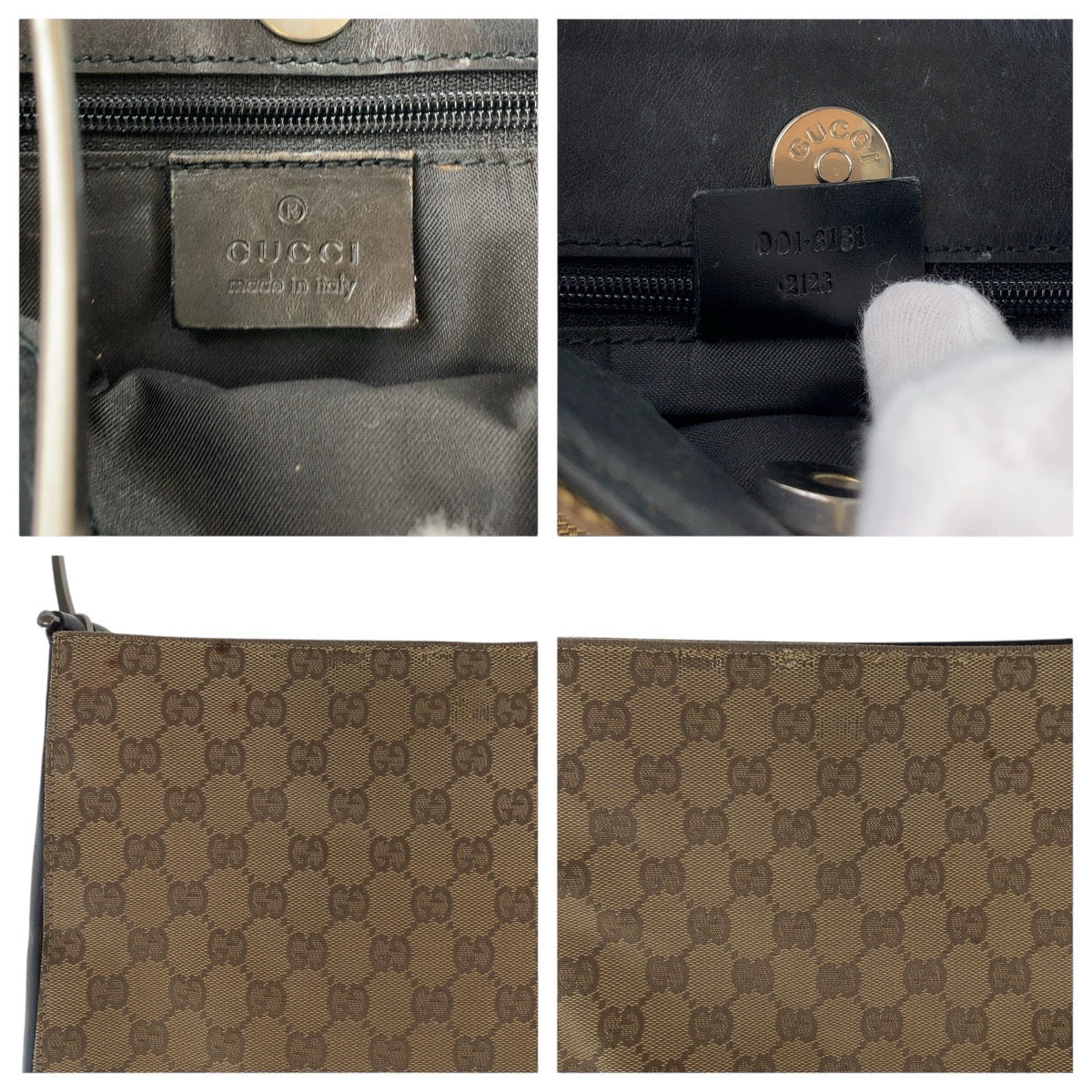 15825
GUCCI グッチ ブラウン シルバー金具 GGキャンバス / レザー 001 3181 ショルダーバッグ  レディース AB19