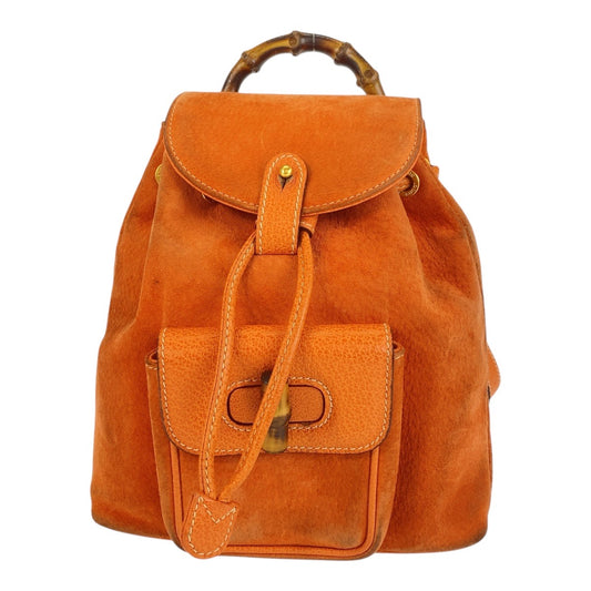 15828
GUCCI グッチ バンブー オレンジ ゴールド金具 スウェード 003 58 0030 リュック バックパック  レディース AB29