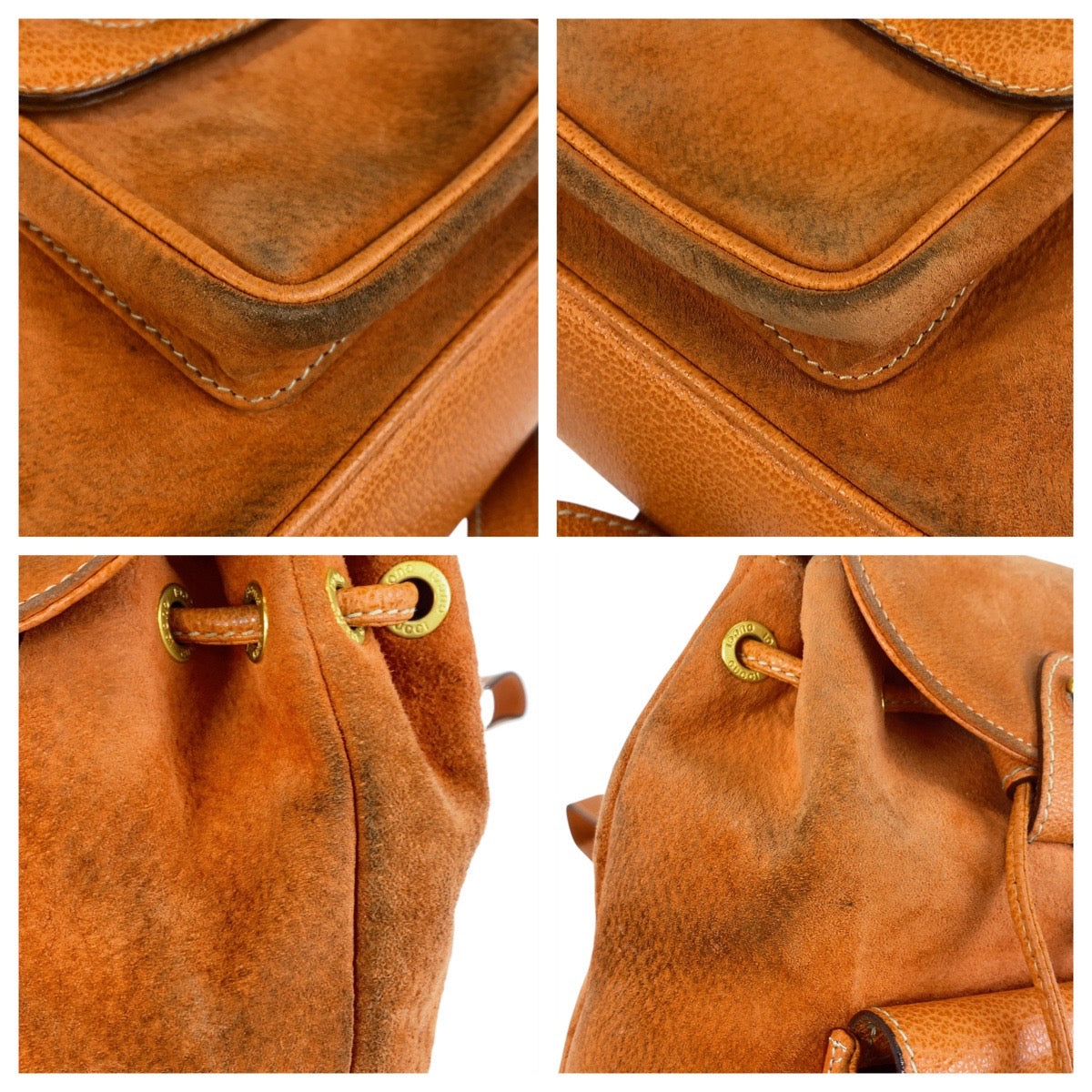15828
GUCCI グッチ バンブー オレンジ ゴールド金具 スウェード 003 58 0030 リュック バックパック  レディース AB29