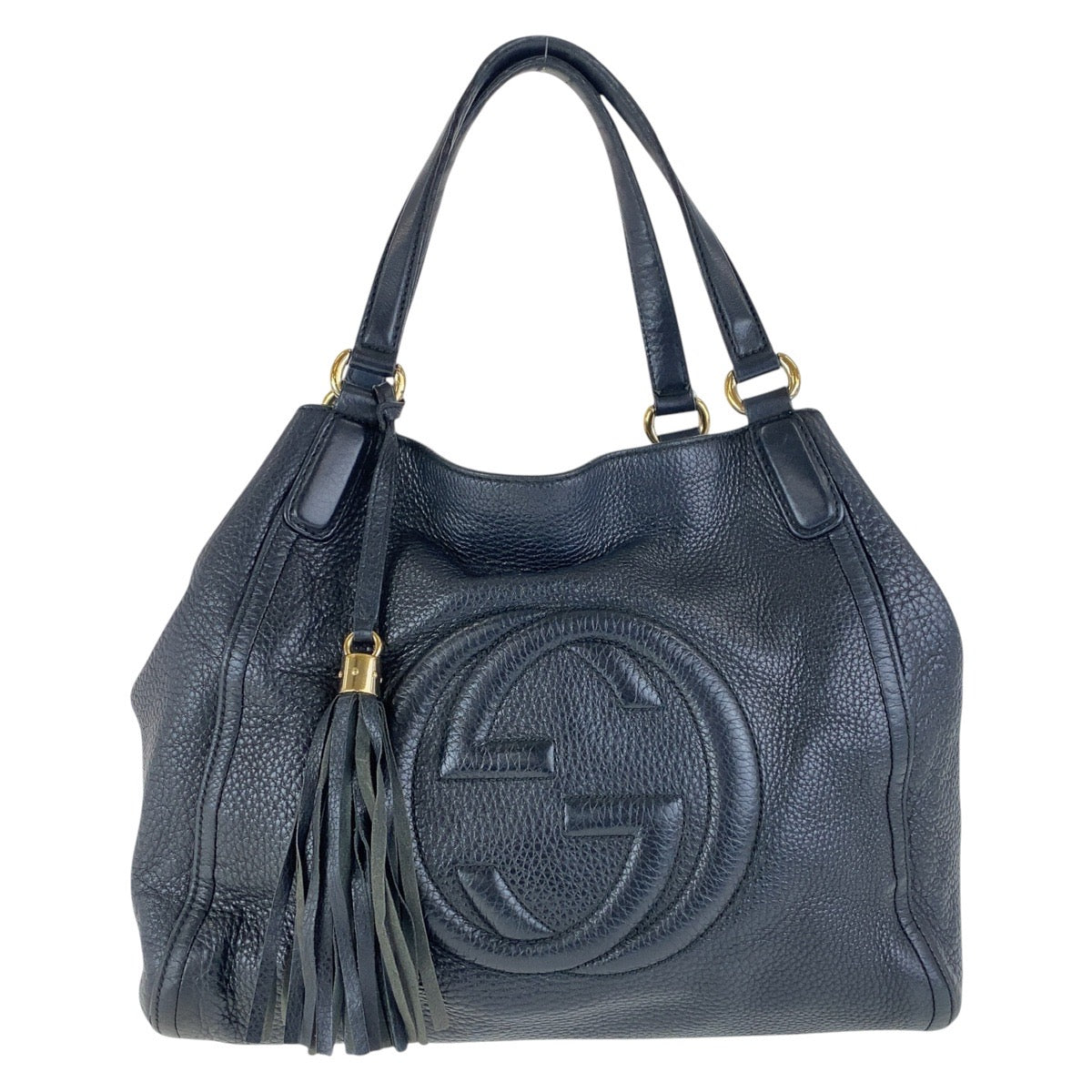 15830
 GUCCI Soho Black Silver Hardware Leather Shoulder Bag 282309 Women's