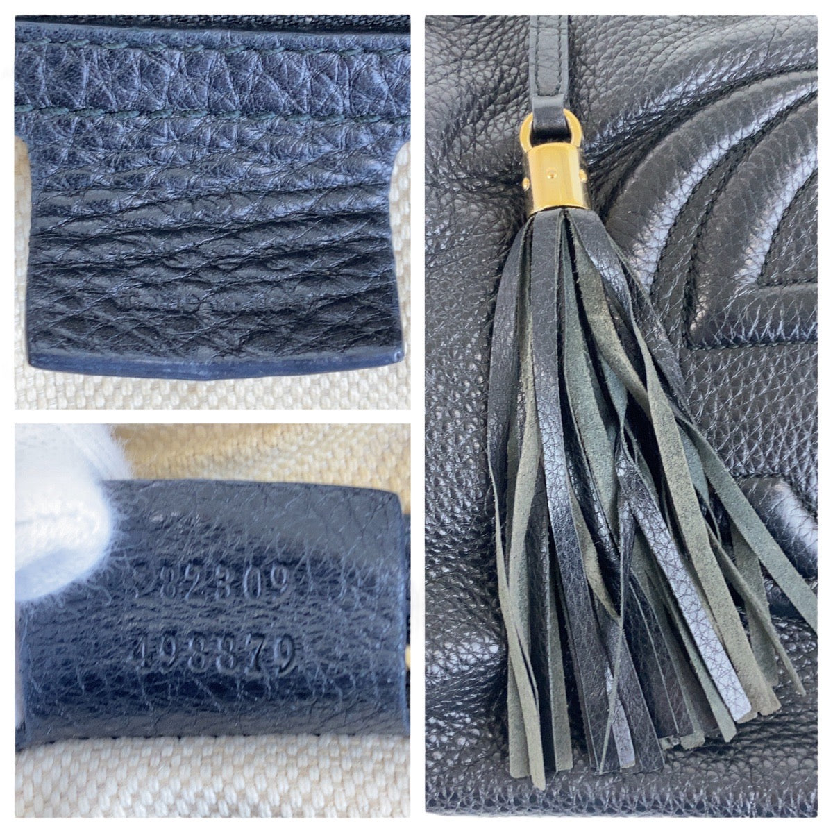 15830
 GUCCI Soho Black Silver Hardware Leather Shoulder Bag 282309 Women's