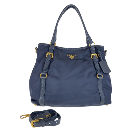 15833
PRADA プラダ ネイビー ゴールド金具 ナイロン / レザー ショルダーバッグ ハンドバッグ  レディース AB39