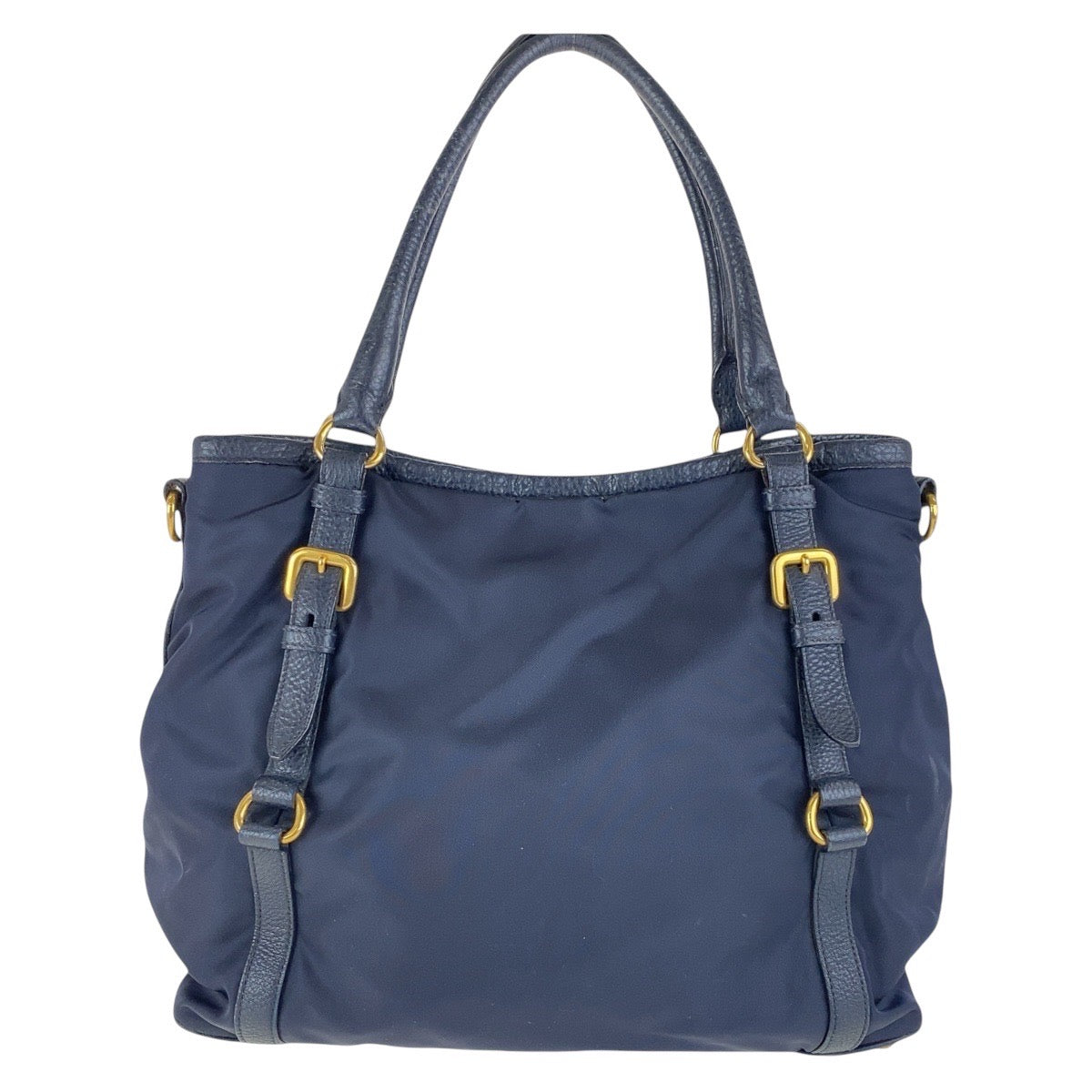 15833
PRADA プラダ ネイビー ゴールド金具 ナイロン / レザー ショルダーバッグ ハンドバッグ  レディース AB39
