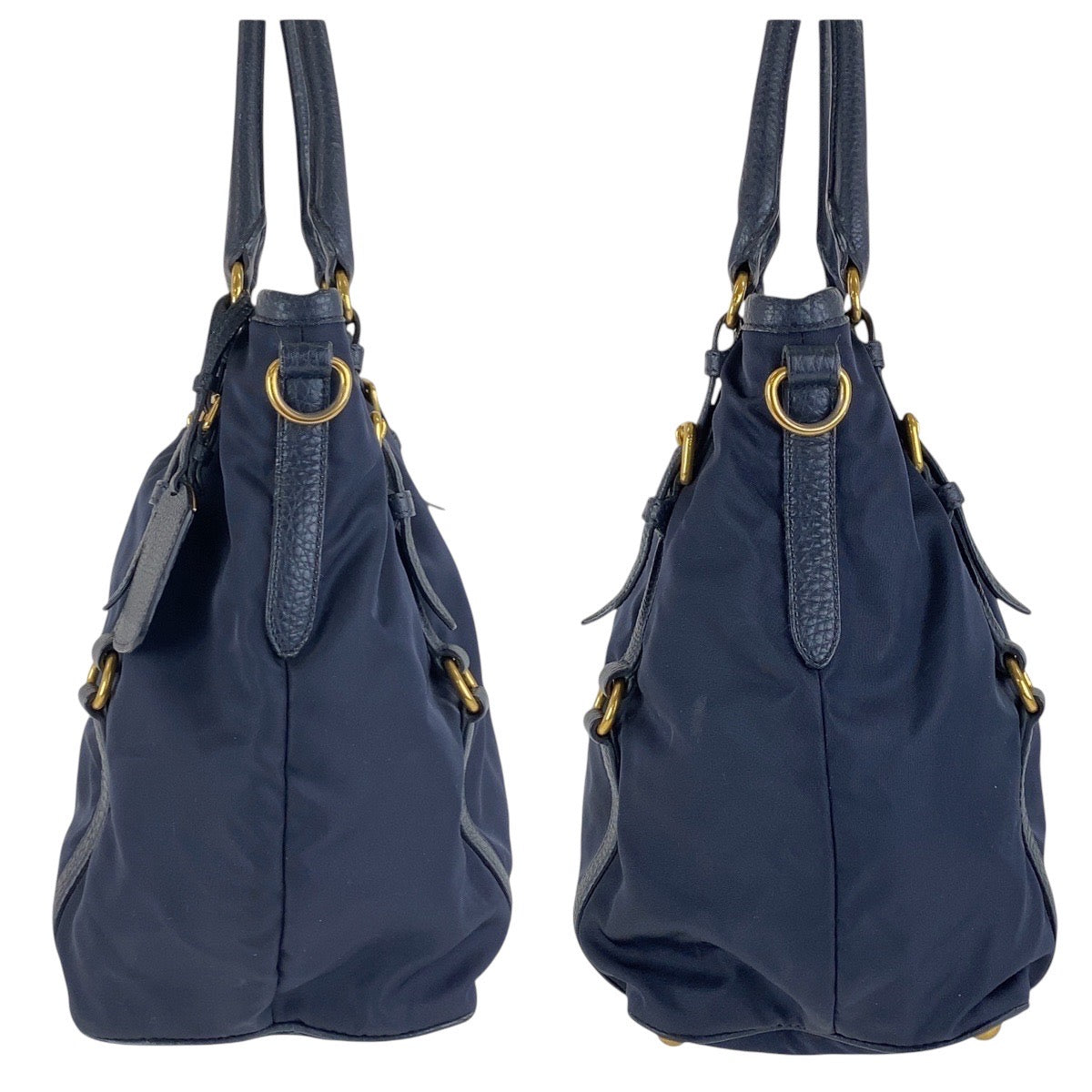 15833
PRADA プラダ ネイビー ゴールド金具 ナイロン / レザー ショルダーバッグ ハンドバッグ  レディース AB39