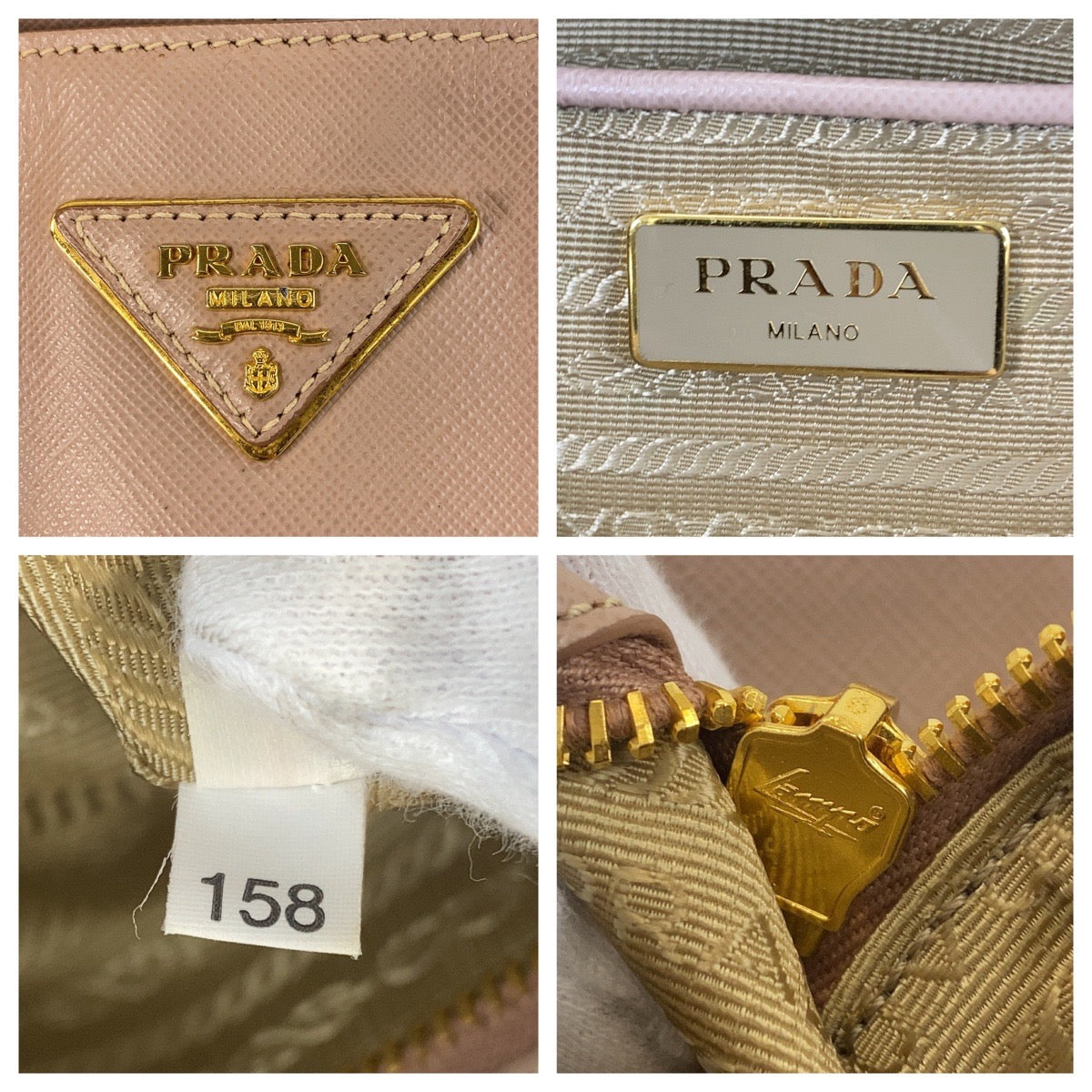 15835
PRADA プラダ サフィアーノ ピンクベージュ ゴールド金具 レザー ハンドバッグ レディース ABP56