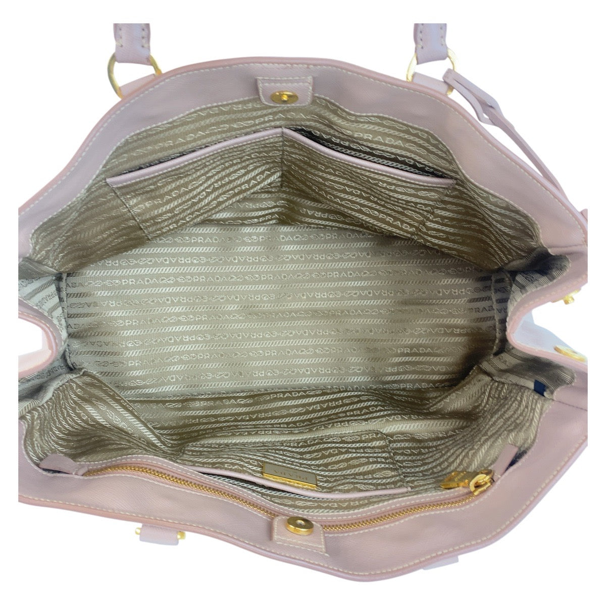 15835
PRADA プラダ サフィアーノ ピンクベージュ ゴールド金具 レザー ハンドバッグ レディース ABP56