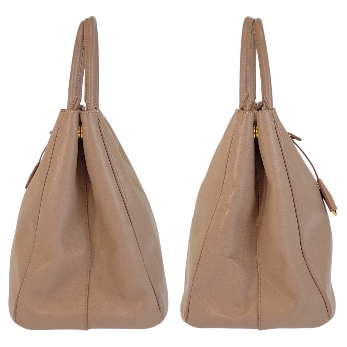15835
PRADA プラダ サフィアーノ ピンクベージュ ゴールド金具 レザー ハンドバッグ レディース ABP56