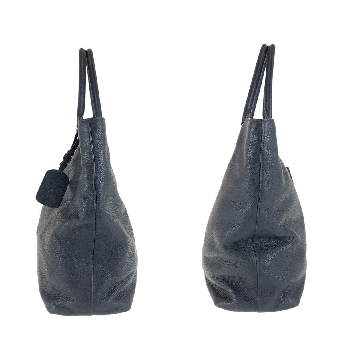 15836
 PRADA Vitello Dino Triangle Logo Plate Black Silver Hardware Leather Tote Bag Shoulder Bag 2way Women's